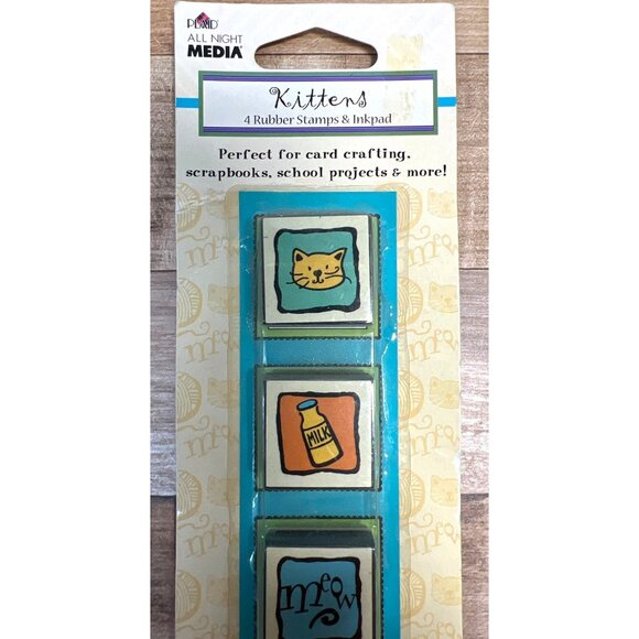 Kittens Rubber Stamp Set With Inkpad By All Night Media - Picture 2 of 4